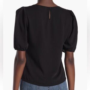 Elodie Black Keyhole Back Short Sleeve Blouse